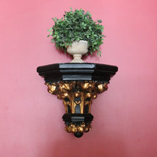 Load image into Gallery viewer, Antique French Church Wall Sconce, Black and Gilt Wall Bracket, Statue Holder #1 B10462