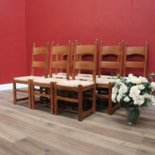 Load image into Gallery viewer, x SOLD Ten Antique French Dining Chairs, Ladder Back Kitchen Chairs with Rush Seats B10944
