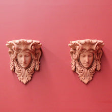 Load image into Gallery viewer, Pair of Art Nouveau French Wall Consoles or Cornice Pieces, Female Wall Sconces