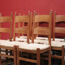 Load image into Gallery viewer, x SOLD Ten Antique French Dining Chairs, Ladder Back Kitchen Chairs with Rush Seats B10944