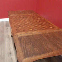 Load image into Gallery viewer, x SOLD Antique French Dining Table, Diamond Parquetry Kitchen Table, 2 Extension Leaves B10634