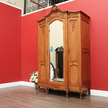Load image into Gallery viewer, x SOLD Antique French Armoire 3 Door Wardrobe, Bevelled Mirror Door Linen 3 Keys B10301