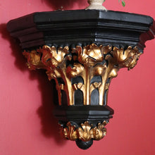 Load image into Gallery viewer, x SOLD Antique French Church Wall Sconce, Black and Gilt Wall Bracket, Statue Holder #1 B10462