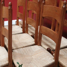 Load image into Gallery viewer, x SOLD Ten Antique French Dining Chairs, Ladder Back Kitchen Chairs with Rush Seats B10944
