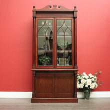 Load image into Gallery viewer, Antique English Mahogany Bookcase, 2 Section Bookcase with Cabinet Below