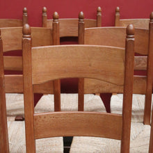 Load image into Gallery viewer, x SOLD Ten Antique French Dining Chairs, Ladder Back Kitchen Chairs with Rush Seats B10944