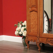 Load image into Gallery viewer, x SOLD Antique French Armoire 3 Door Wardrobe, Bevelled Mirror Door Linen 3 Keys B10301
