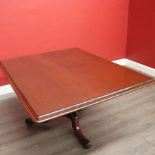 Load image into Gallery viewer, x SOLD Antique English Mahogany Dining Table Rectangular Pedestal Tilt Kitchen Table. B10272