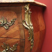 Load image into Gallery viewer, x SOLD Antique French Chest of Drawers, Marble Top Hall Table with 2 Sunray Drawers B11198