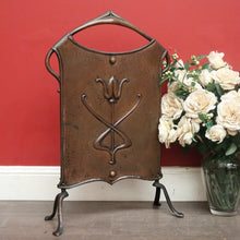 Load image into Gallery viewer, x SOLD Antique French Art Nouveau Fire Screen, Copper Fire Screen with Handles. B10390