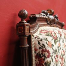 Load image into Gallery viewer, x SOLD Pair of Antique French Chairs, Armchairs, Walnut Gilt Frame Rust Amber Flowers B11187