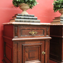 Load image into Gallery viewer, x SOLD A Pair of Antique French Oak Bedside Cabinet Side Table, Lamp Tables Marble Tops B11133