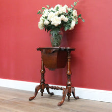 Load image into Gallery viewer, x SOLD Antique English Mahogany Sewing Table, Lamp or Side Table, Sliding Drawer Table B10972