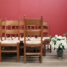 Load image into Gallery viewer, x SOLD Ten Antique French Dining Chairs, Ladder Back Kitchen Chairs with Rush Seats B10944
