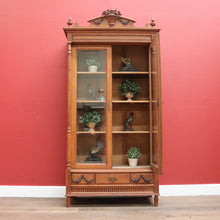 Load image into Gallery viewer, x SOLD Antique French Oak Bookcase, Bevelled Glass Door China Cabinet Display Cupboard B10865