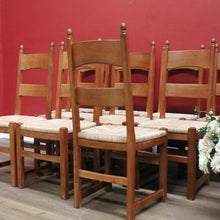 Load image into Gallery viewer, x SOLD Ten Antique French Dining Chairs, Ladder Back Kitchen Chairs with Rush Seats B10944