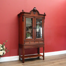 Load image into Gallery viewer, x SOLD Antique Walnut 2 Door China Cabinet, Hall Cupboard, Bookcase with Drawer to Base B10970