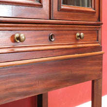 Load image into Gallery viewer, x SOLD Antique Walnut 2 Door China Cabinet, Hall Cupboard, Bookcase with Drawer to Base B10970