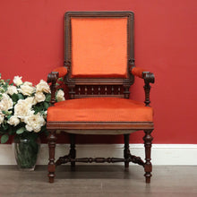 Load image into Gallery viewer, Antique English Walnut Arm Chair, Office Chair, Desk or Hall Chair Velvet Fabric