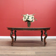 Load image into Gallery viewer, x SOLD Antique English Walnut 2 Leaf Extension Kitchen Dining Table - Telescopic Winder B11067