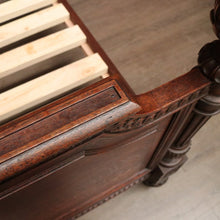 Load image into Gallery viewer, x SOLD Antique French Bed, French Oak Double Bed with Headboard, Foot Side Rails Slats B10455