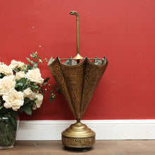 Load image into Gallery viewer, x SOLD Antique French Pressed Brass Umbrella-Shaped Umbrella Holder, Dog Head Handle. B11274