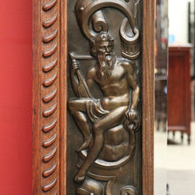 Load image into Gallery viewer, x SOLD Antique Oak and Pressed Brass Wall Mirror, Antique French Cupid Bevelled Mirror. B10417