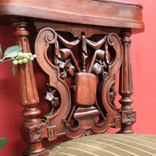 Load image into Gallery viewer, x SOLD Antique French Oak Carved Back Prayer hallway Chair, Kneeler,Church Prie Dieu B10693
