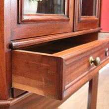 Load image into Gallery viewer, x SOLD Antique Walnut 2 Door China Cabinet, Hall Cupboard, Bookcase with Drawer to Base B10970