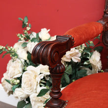 Load image into Gallery viewer, x SOLD Antique English Walnut Arm Chair, Office Chair, Desk or Hall Chair Velvet Fabric. B9714