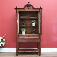 Load image into Gallery viewer, x SOLD Antique Walnut 2 Door China Cabinet, Hall Cupboard, Bookcase with Drawer to Base B10970