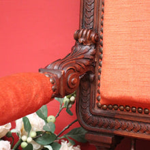 Load image into Gallery viewer, x SOLD Antique English Walnut Arm Chair, Office Chair, Desk or Hall Chair Velvet Fabric. B9714