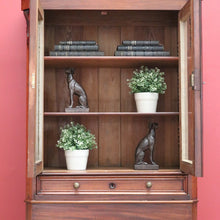 Load image into Gallery viewer, x SOLD Antique Walnut 2 Door China Cabinet, Hall Cupboard, Bookcase with Drawer to Base B10970
