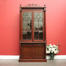 Load image into Gallery viewer, x SOLD Antique English Mahogany Bookcase, 2 Section Bookcase with Cabinet Below. B10383