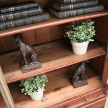 Load image into Gallery viewer, x SOLD Antique Walnut 2 Door China Cabinet, Hall Cupboard, Bookcase with Drawer to Base B10970