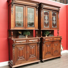 Load image into Gallery viewer, x SOLD Pair of Antique French Oak 2 Height Cabinets, Bookcases, Sideboards Etched Glass B10508