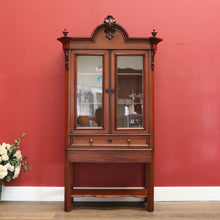 Load image into Gallery viewer, x SOLD Antique Walnut 2 Door China Cabinet, Hall Cupboard, Bookcase with Drawer to Base B10970