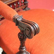 Load image into Gallery viewer, x SOLD Antique English Walnut Arm Chair, Office Chair, Desk or Hall Chair Velvet Fabric. B9714