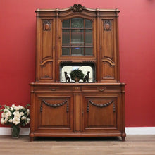 Load image into Gallery viewer, Antique Walnut Bookcase, French China Cabinet 2 Height Sideboard Buffet Cabinet B10456