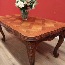 Load image into Gallery viewer, x SOLD Antique French Oak Two Leaf Dining or Kitchen Table, parquetry Table Top B11226