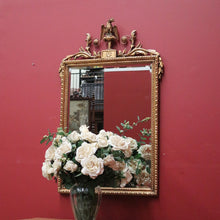 Load image into Gallery viewer, x SOLD Antique French Mirror, Gilt Timber Eagle Crested Bevelled Mirror, Floral Detail B11129