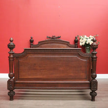 Load image into Gallery viewer, x SOLD Antique French Bed, French Oak Double Bed with Headboard, Foot Side Rails Slats B10455