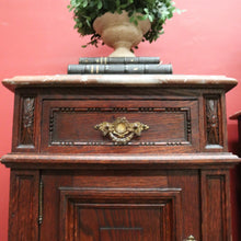 Load image into Gallery viewer, x SOLD A Pair of Antique French Oak Bedside Cabinet Side Table, Lamp Tables Marble Tops B11133