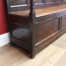 Load image into Gallery viewer, x SOLD Antique Norwegian Country Farmhouse Oak Hall Settle, Bench Chair, Hall Seat B10911