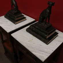 Load image into Gallery viewer, x SOLD Pair of French Bedside Tables, Antique French Oak and Marble Lamp Table Bedsides B10150