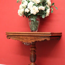 Load image into Gallery viewer, x SOLD Antique English Fold Over Card Table, Burr Walnut Leather Games Table Hall Table. B10344