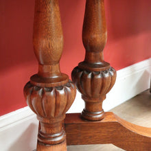 Load image into Gallery viewer, x SOLD French Pair of Oak Double Pedestal Carved Apron Hall Lamp Side or Bedside Tables B10694
