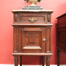 Load image into Gallery viewer, x SOLD A Pair of Antique French Oak Bedside Cabinet Side Table, Lamp Tables Marble Tops B11133