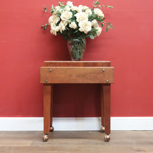 Load image into Gallery viewer, x SOLD Vintage Oak Butchers Block Table, Lamp Table, Hall, Bedside Table Parquetry Top. B11277