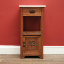 Load image into Gallery viewer, x SOLD Antique French Bedside Table, Lamp or Side Table, Marble Top and Brass Handles B10915